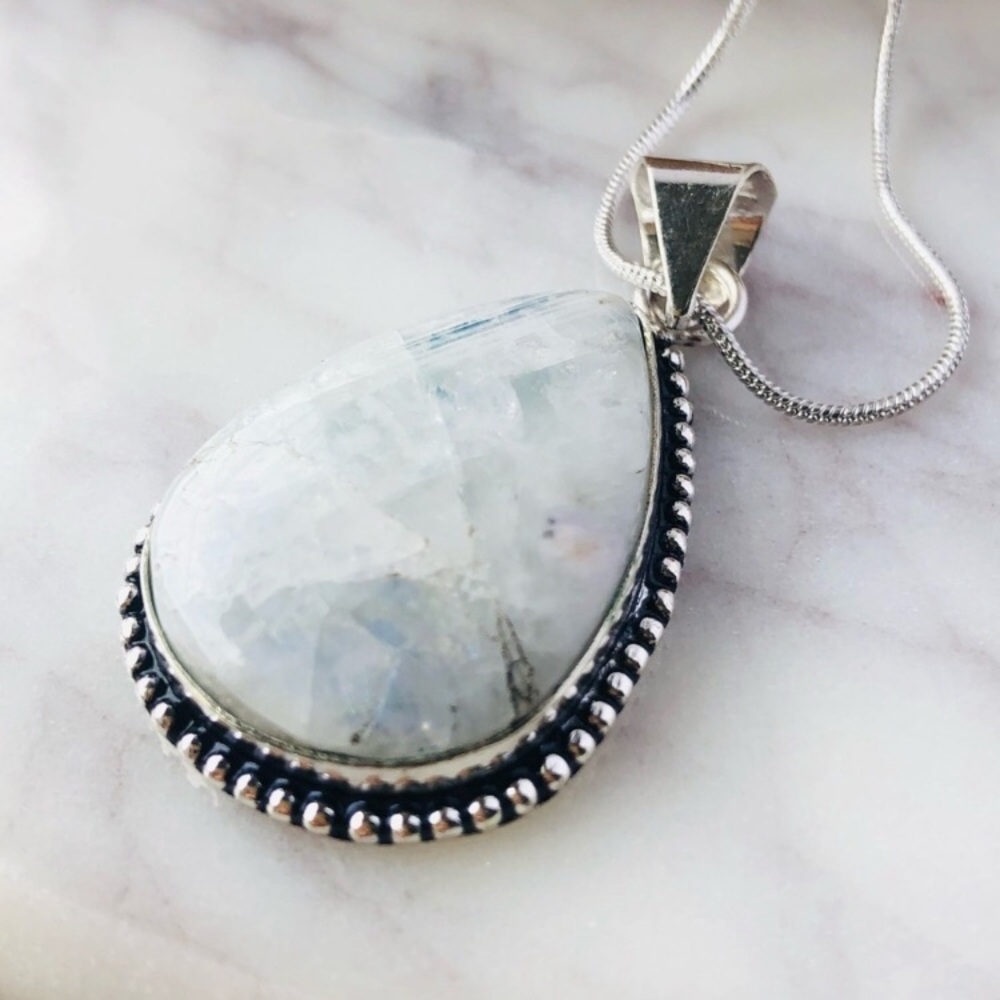 Moonstone Pear Shape Stone Statement Boho Necklace - image 3